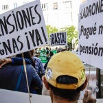 Manifestación contra el recorte en el presupuesto de las pensiones en Madrid, en octubre de 2021