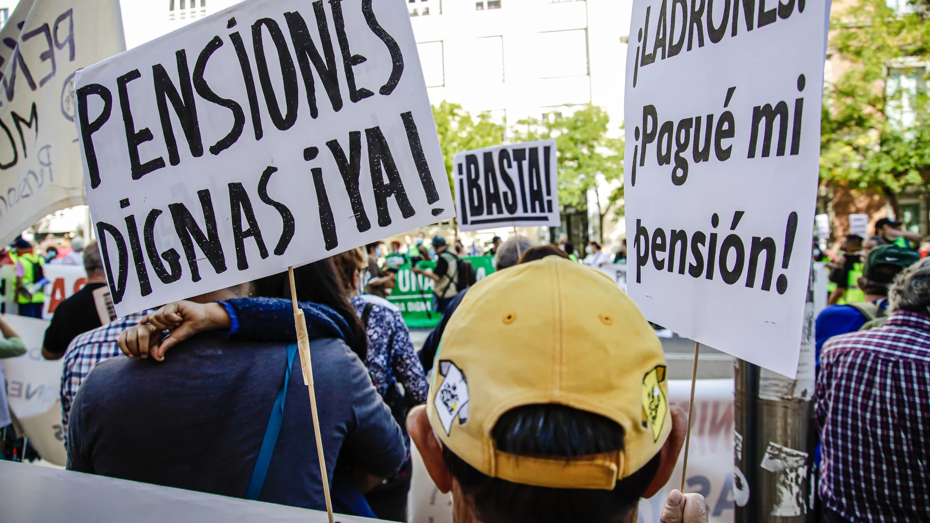 Manifestación contra el recorte en el presupuesto de las pensiones en Madrid, en octubre de 2021