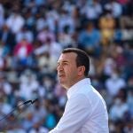 El presidente provincial del PP de Valencia, Vicente Mompó, durante la Convención Nacional del PP en la Plaza de Toros de València