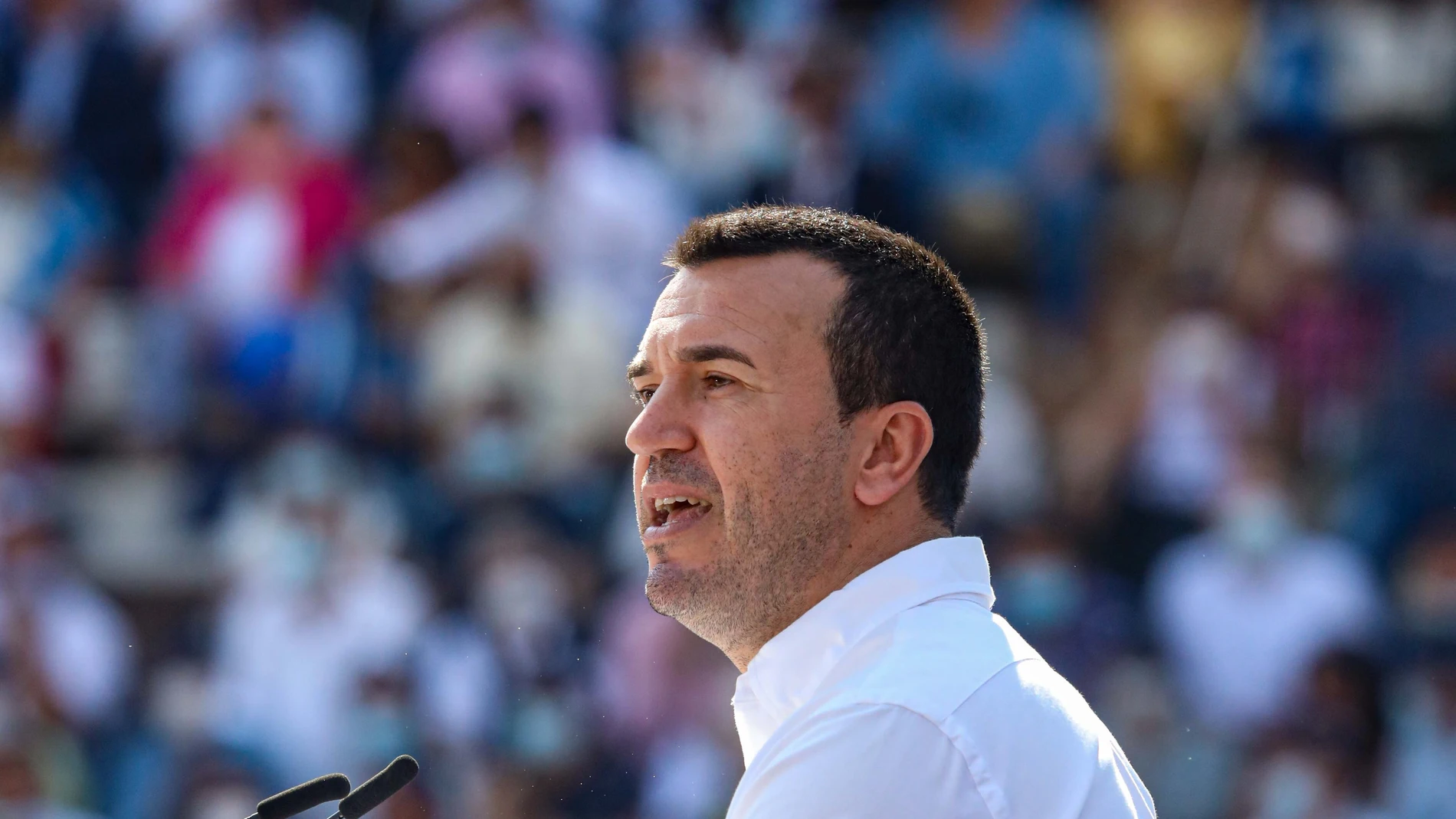 El presidente provincial del PP de Valencia, Vicente Mompó, durante la Convención Nacional del PP en la Plaza de Toros de València
