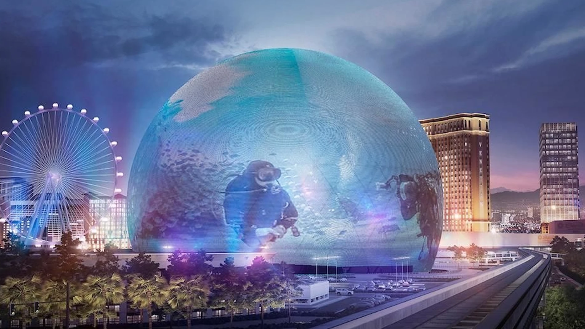 Recreación de la futura esfera MSG de Las Vegas.