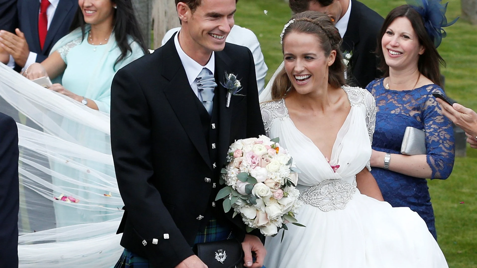 Andy Murray y su mujer, Kim Sears, el día de su boda.