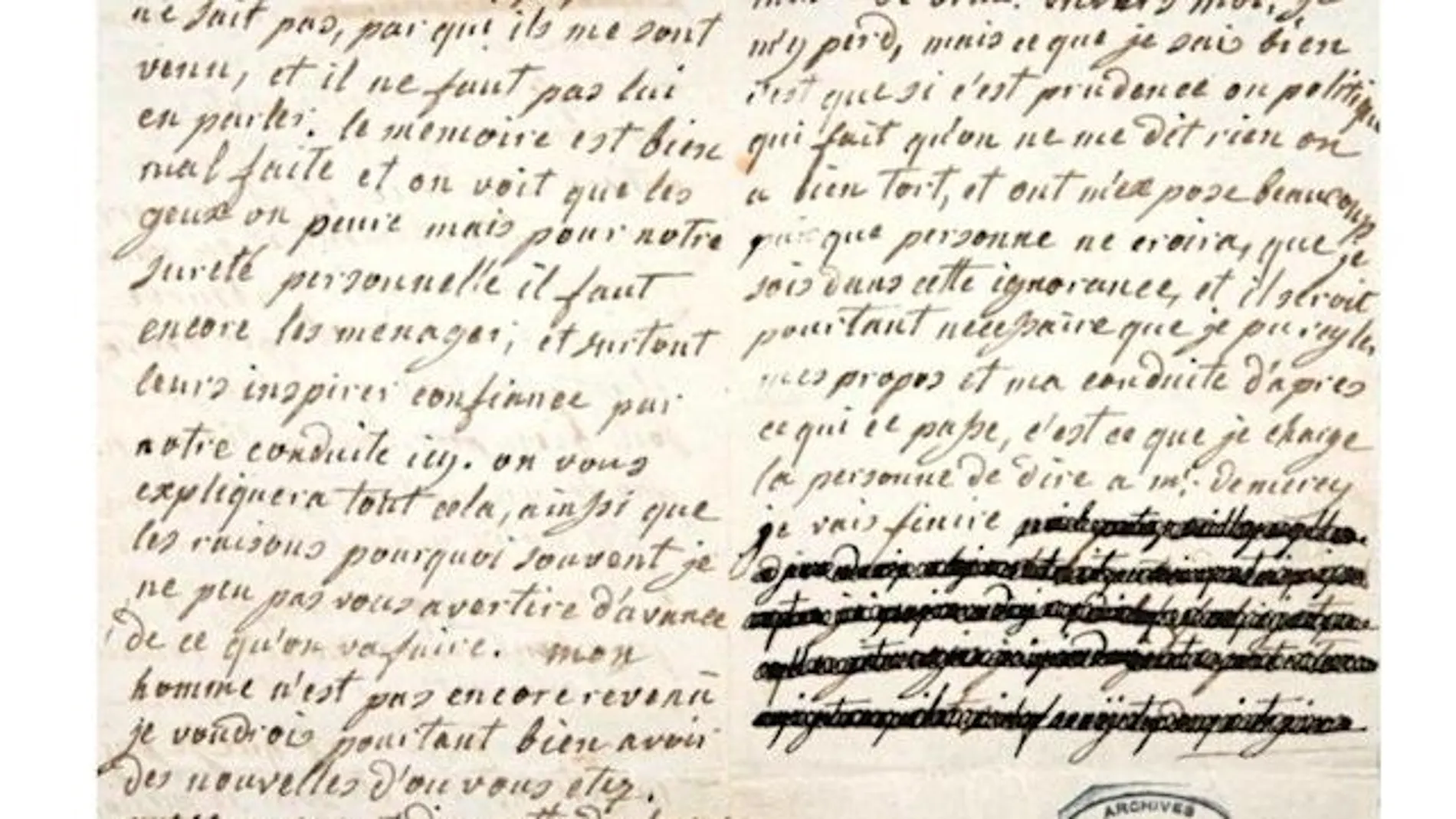 Una de las quince cartas conservadas de la correspondencia entre María Antonieta y su supuesto amante, Axel de Fersen