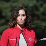 La presidenta de la Comunidad de Madrid, Isabel Díaz Ayuso, interviene en la presentación del balance de la campaña 2021 del Plan de Protección Civil contra Incendios Forestales en la Comunidad de Madrid (INFOMA