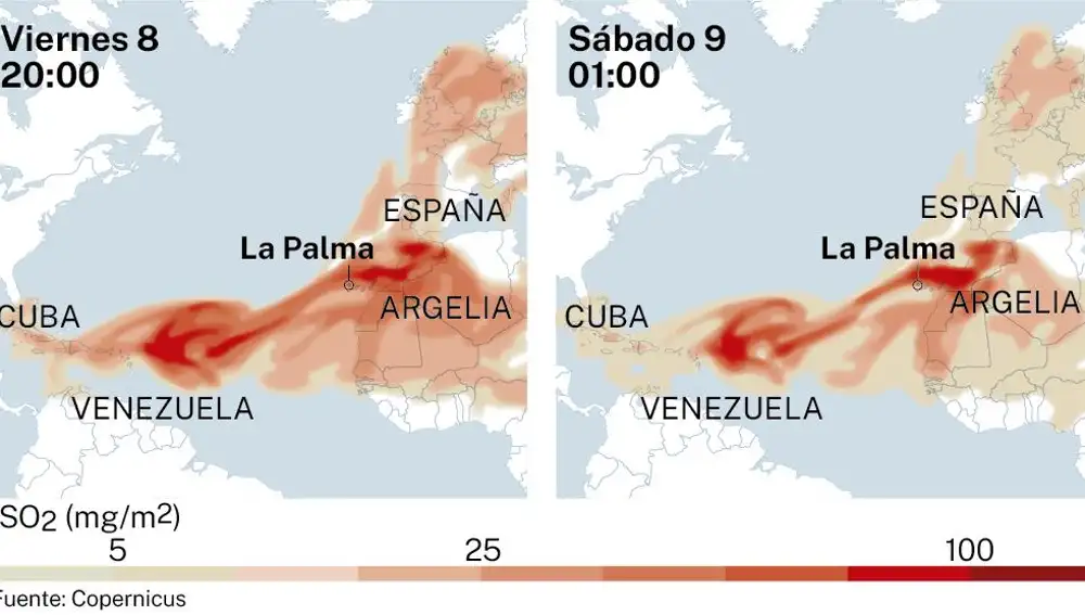La nube del volcán de La Palma llega al Caribe