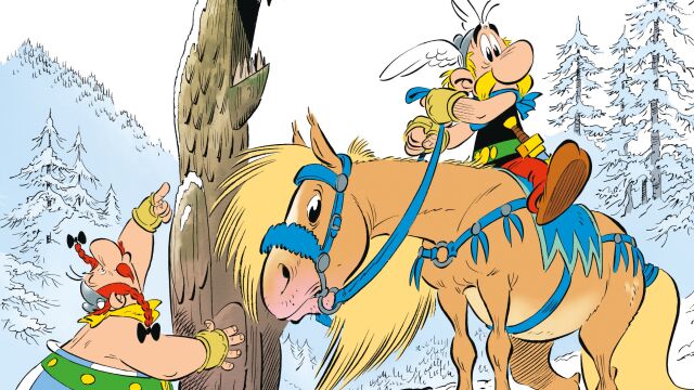Portada de "Astérix tras las huellas del Grifo", álbum número 39 de la saga de cómics