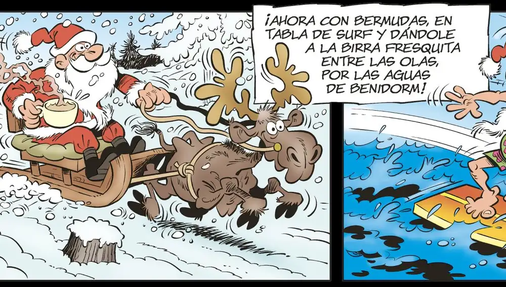 Mortadelo y Filemón advierten de que el cambio climático podría cambiarle el uniforme a Papá Noel