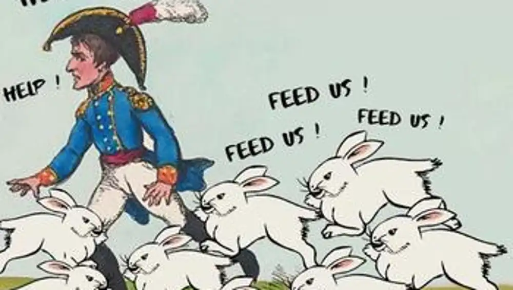 Napoleón perseguido por conejos