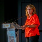 La vicepresidenta tercera y ministra para la Transición Ecológica y el Reto Demográfico, Teresa Ribera, hoy en un acto de UNEF
