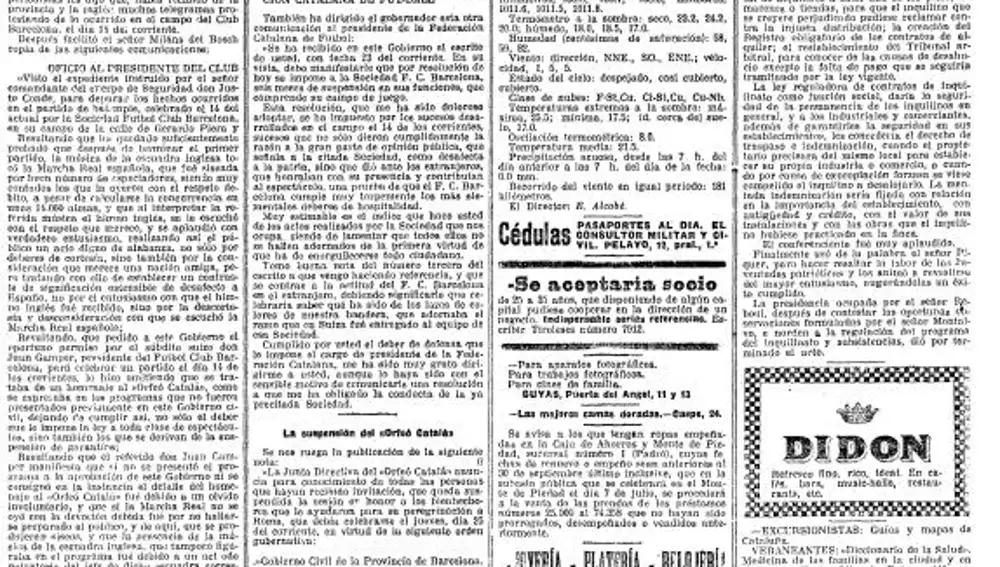 Resolución publicada en la Vanguardia el 25 de junio de 1925