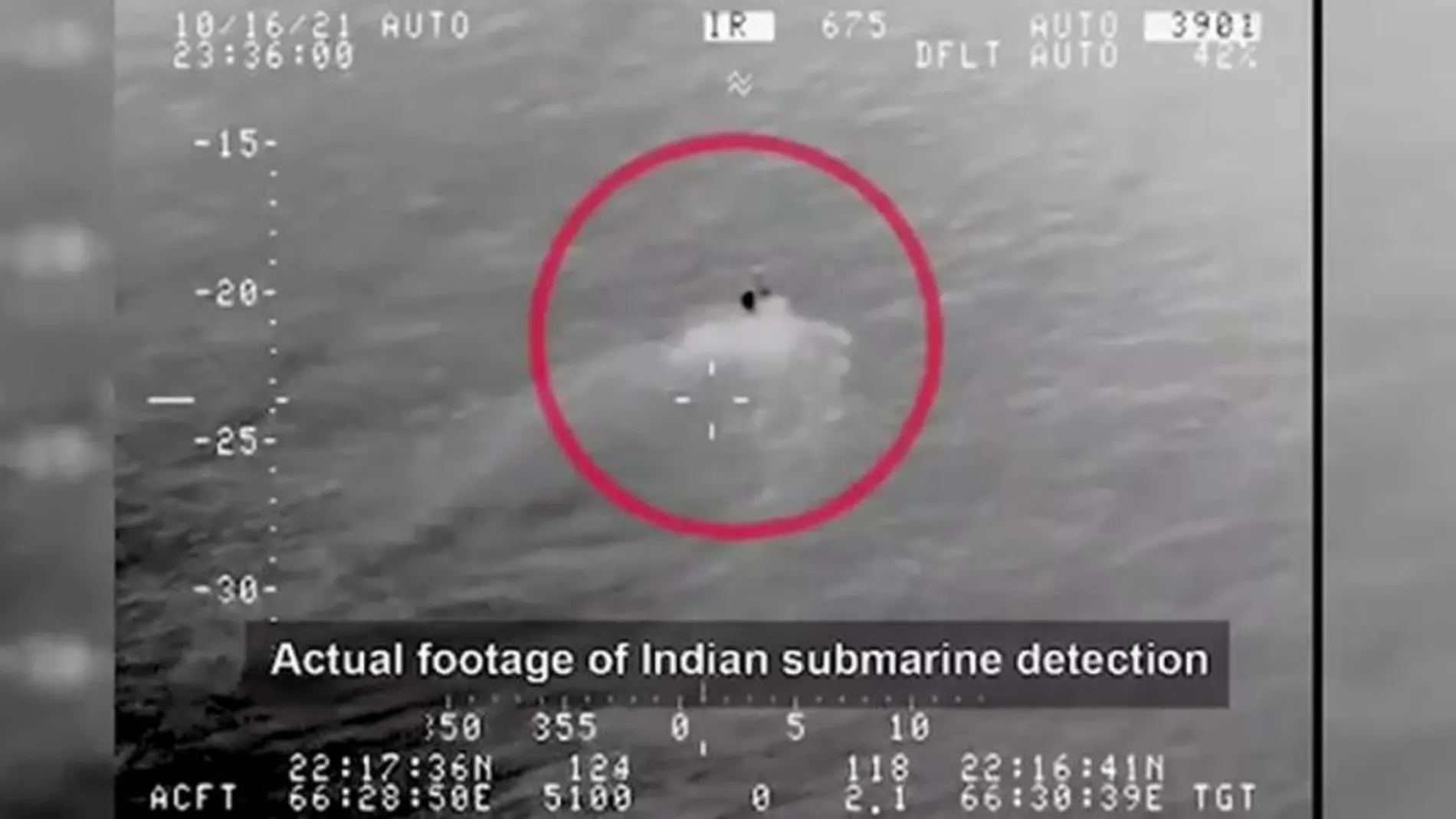 El submarino indio detectado el sábado por la noche por Pakistán
