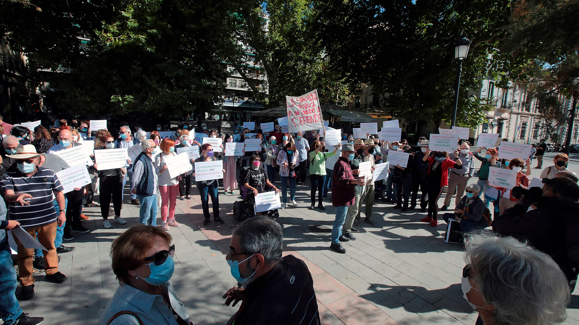 Varias personas se manifiestan en defensa de la sanidad pública en Granada