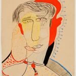 "El beso", un dibujo de Federico García Lorca y que ahora puede verse en la Fundació Miró