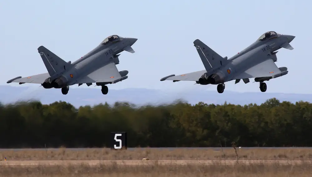 Dos Eurofighter del Ala 14 como los que se desplegarán en Bulgaria