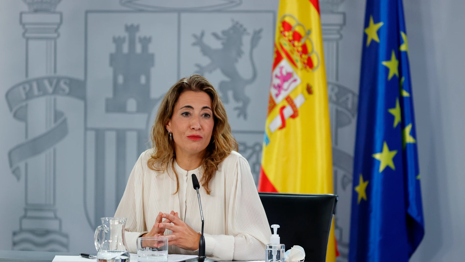 La ministra de Transportes, Movilidad y Agenda Urbana, Raquel Sánchez, durante la rueda de prensa posterior a la reunión del Consejo de Ministros de hoy