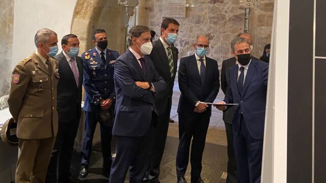 El consejero de la Presidencia . Ángel Ibáñez, asiste a la Inauguración de la exposición ‘El Terror a portada. 60 años de terrorismo en España a través de la prensa' junto a Luis Fuentes, Javier Iglesias y García Carbayo