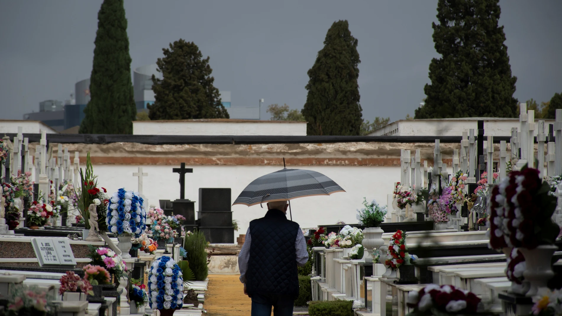 Familiares y amigos visitan a sus seres queridos en el cementerio de San Fernando de Sevilla. EFE/ Raúl Caro.