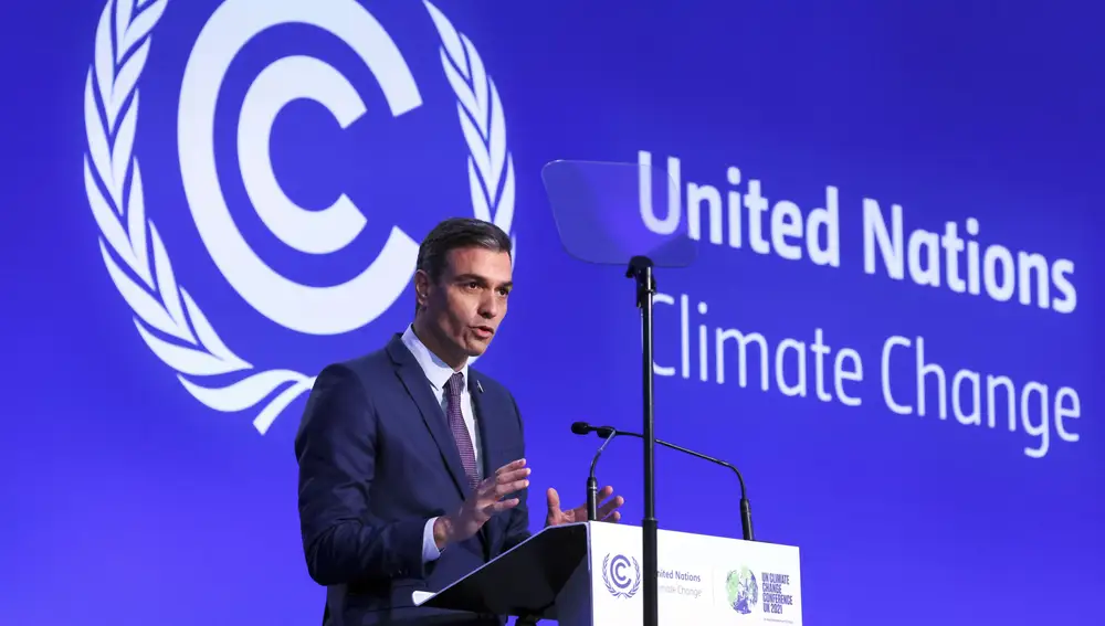 El presidente del Gobierno durante su intervención en la Cumbre del Clima que se celebra en Glasgow