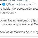 Tweet publicado por la diputada de EhBildu Merche Aizpurua