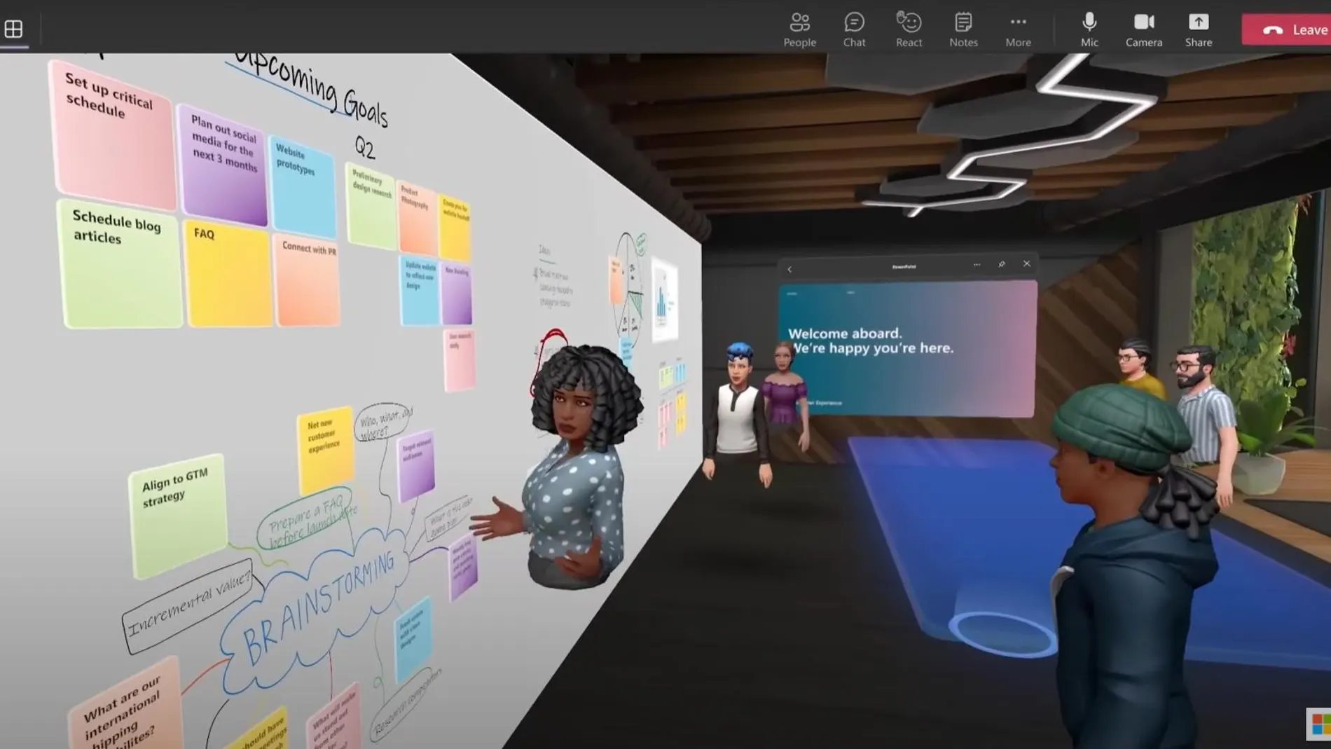 Reunión de trabajo en un entorno virtual a través de Microsoft Teams.