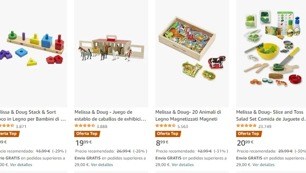 Juguetes educativos de madera en oferta en la web de Amazon