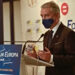 El lehendakari, Iñigo Urkullu, durante su intervención este viernes en el "Fórum Europa. Tribuna Euskadi".