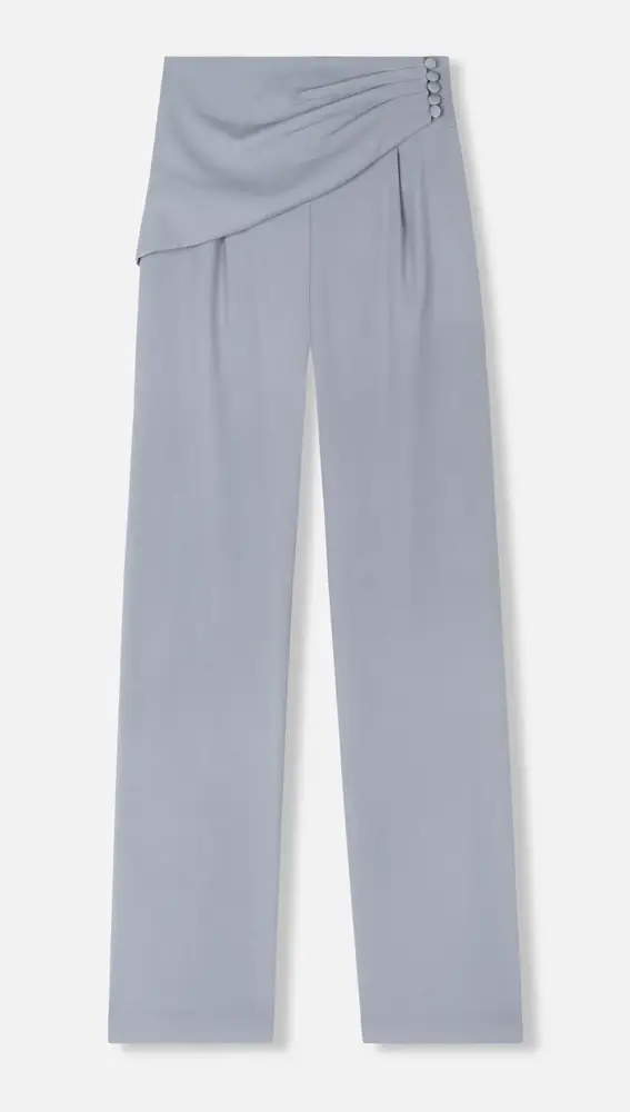 Pantalón “Torino” de color gris con talle alto y fajín en la cintura, de Mypeeptoeshop
