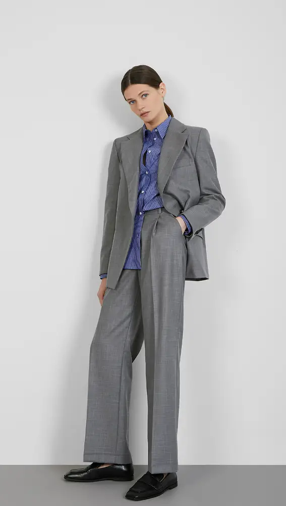 Pantalón largo de traje masculino con bragueta inclinada y bolsillo francés, de BYNM