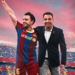 Montaje con el que el Barça dio la bienvenida como nuevo técnico a Xavi Hernández