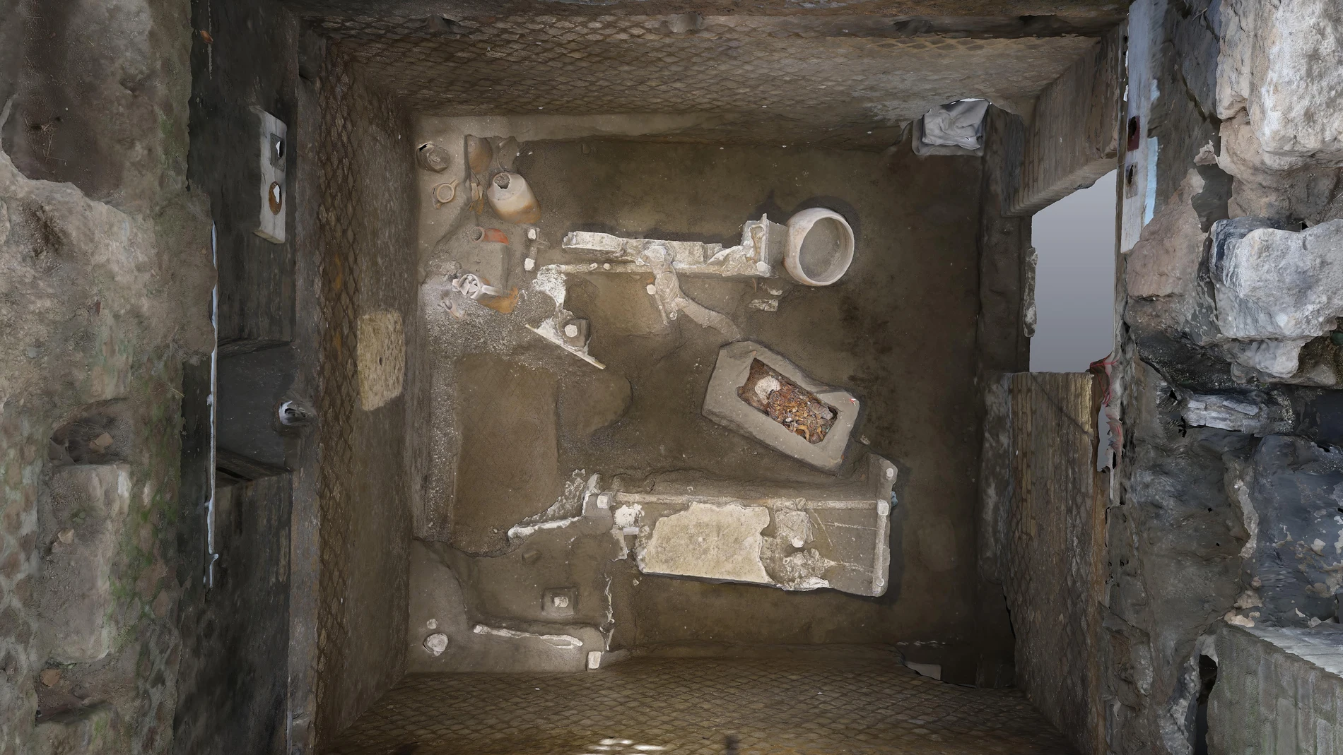 Vista de la estancia pequeña en la que vivían unos esclavos en Pompeya