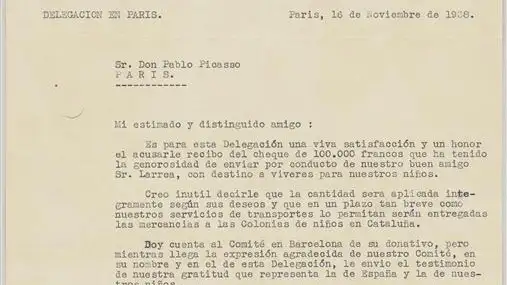 Carta de Victoria Kent a Picasso