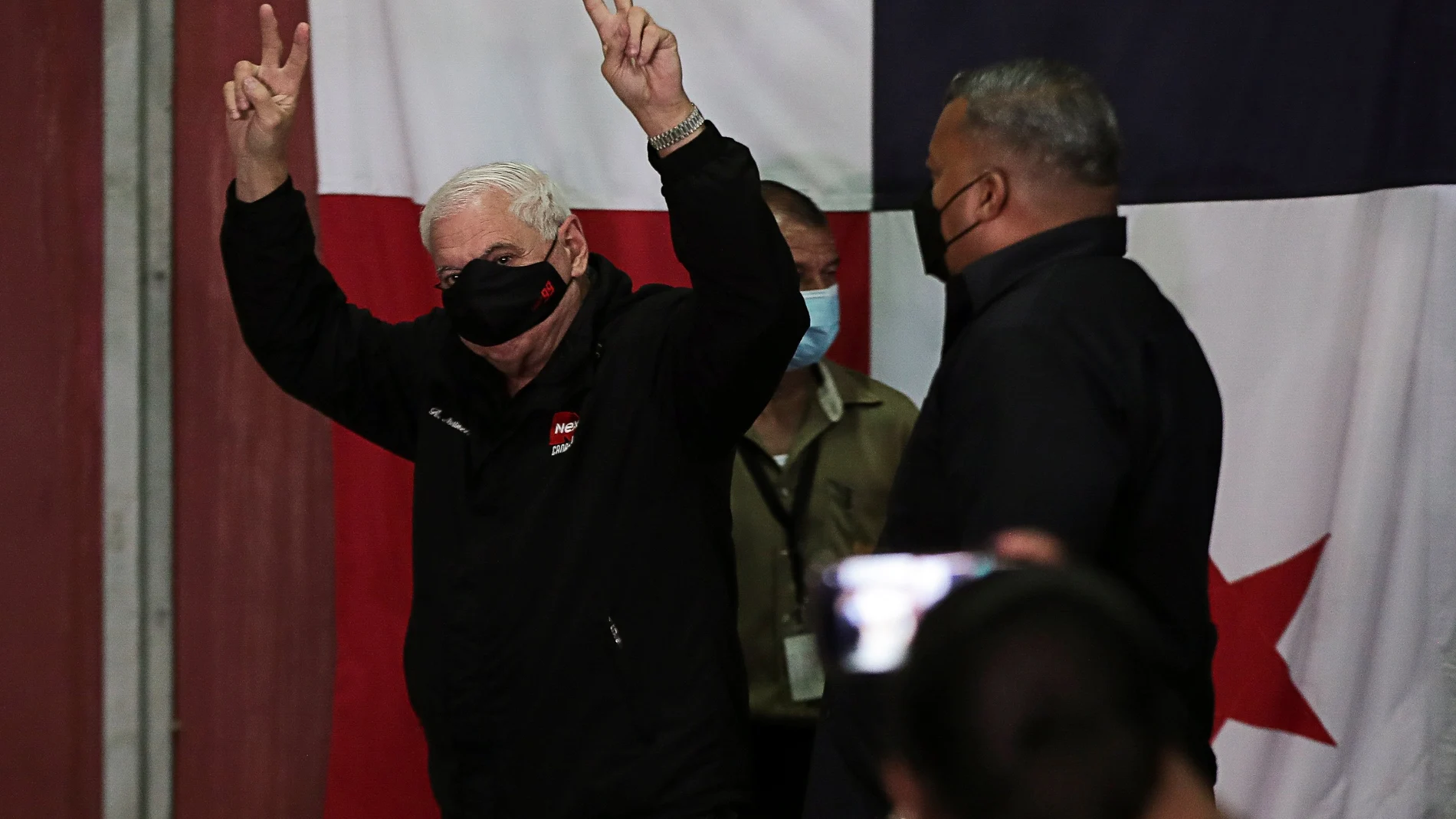 Former Panamanian president Ricardo Martinelli gestures while arriving to a courthouse where he was acquitted on tapping charges in Panama City, Panama November 9, 2021. REUTERS/Erick Marciscano
