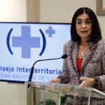 La ministra de Sanidad, Carolina Darias, comparece en rueda de prensa posterior al Consejo Interterritorial de Salud, en la Delegación del Gobierno en Asturias, a 10 de noviembre de 2021, en Oviedo, Asturias (España).