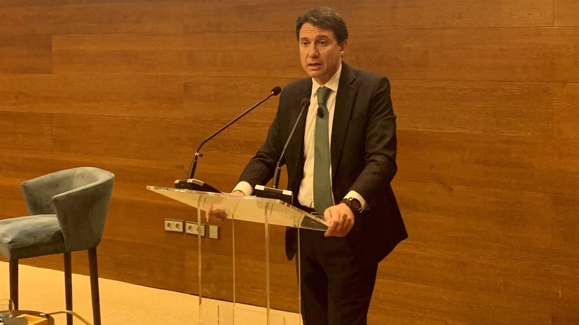 El presidente de Farmaindustria, Juan López-Belmonte, durante su intervención en el XVII Seminario Industria Farmacéutica & Medios de Comunicación