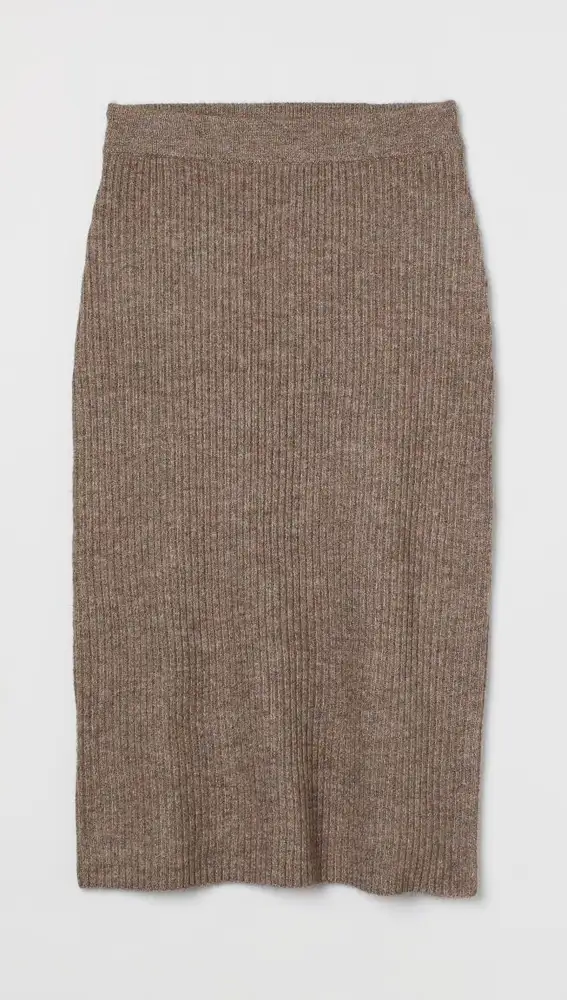 Falda de punto de canalé jaspeada, de H&M