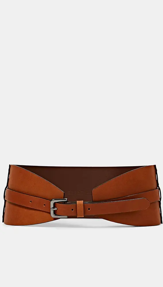 Cinturón fajín de piel en marrón, de Esprit