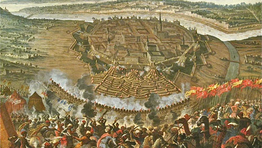 Grabado del primer asedio turco de Viena.