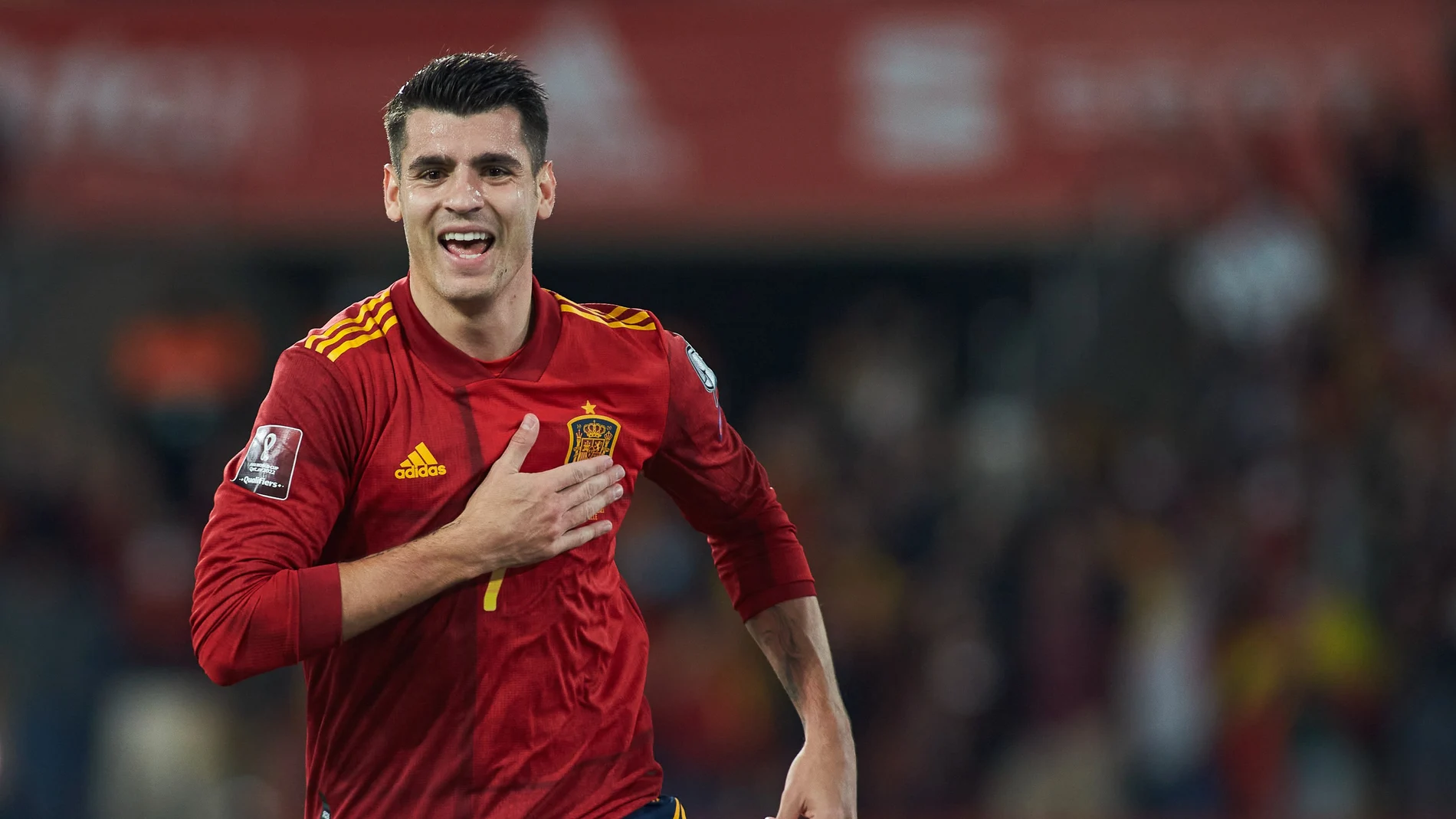 Morata celebra el gol que clasificó a España para el Mundial