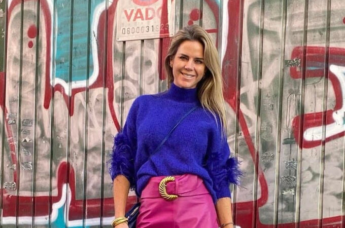 Amelia Bono con el look más colorido y tendencia del otoño.