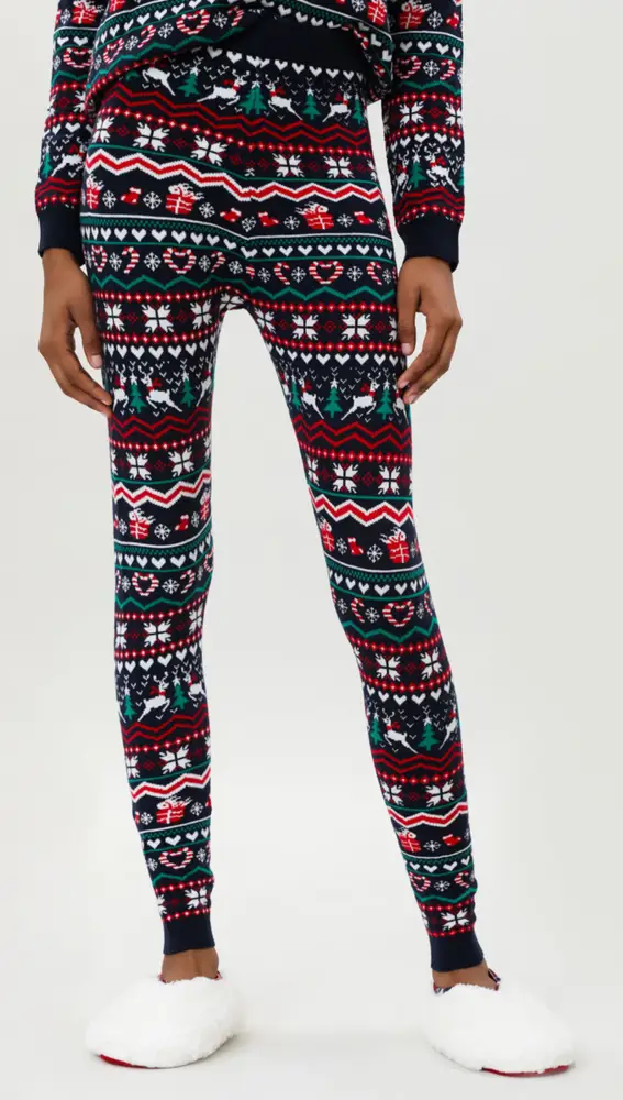 Pantalón leggin de punto con estampado de navideño.