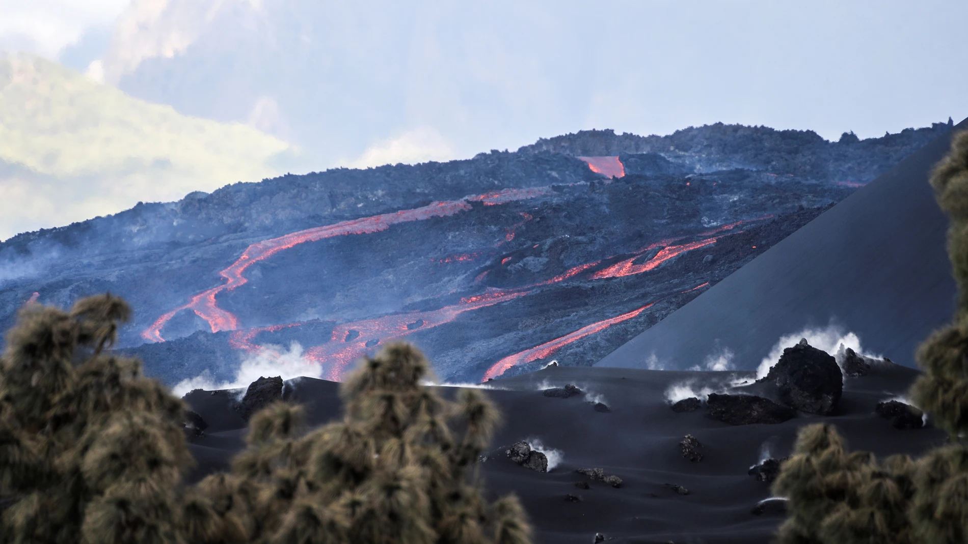 Vista general de las coladas del volcán de La Palma