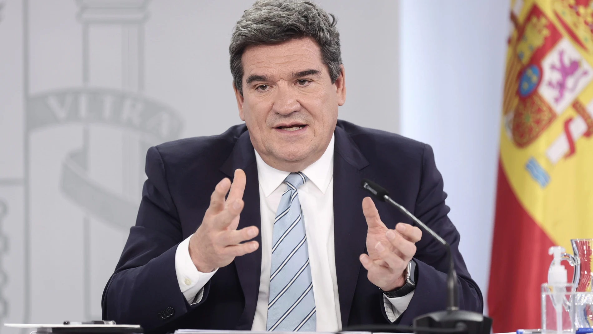 El ministro de Inclusión, Seguridad Social y Migraciones, José Luis Escrivá, en una rueda de prensa posterior al Consejo de Ministros