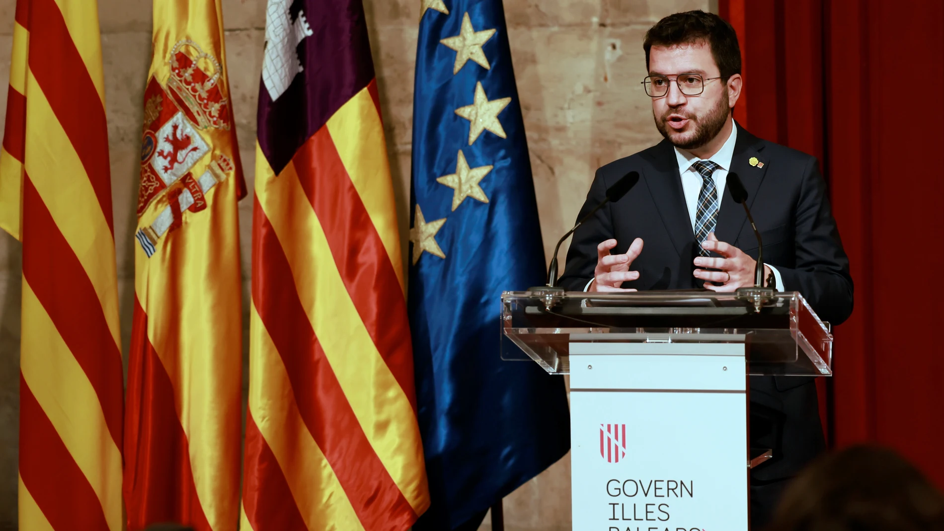 El presidente de la Generalitat, Pere Aragonés, ayer en rueda de prensa