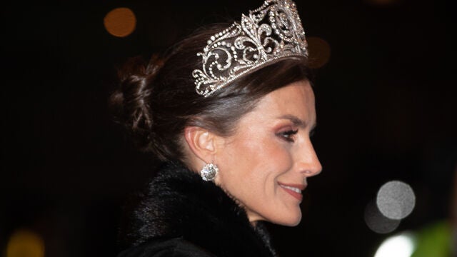 La Reina Letizia en la cena de gala en Suecia.