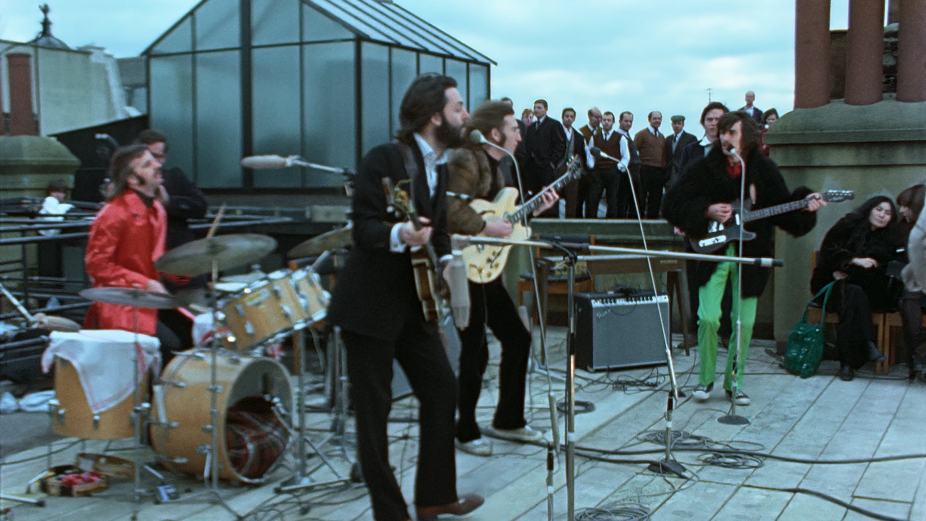 The Beatles, en su mítico concierto de la azotea de Apple Records (Savile Row), en enero de 1969