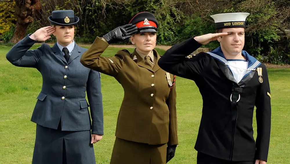 Diferentes saludos de las Fuerzas Armadas británicas. Fuente: Ministerio de Defensa británico