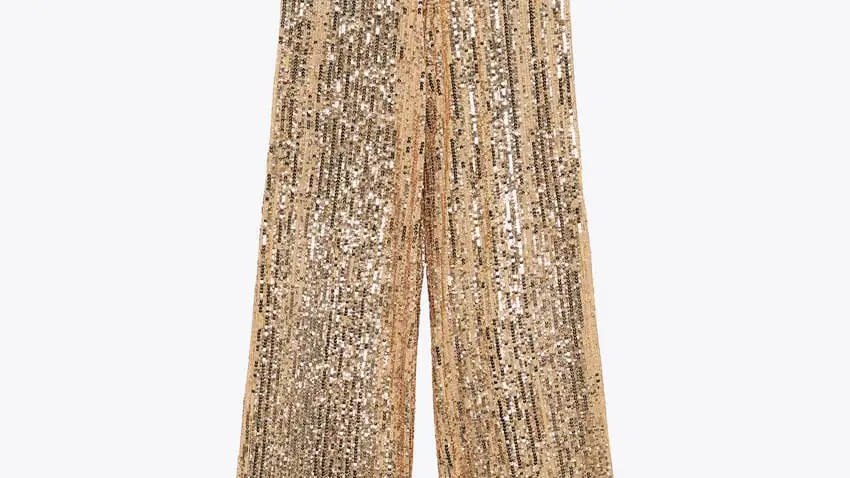 Pantalón ancho de lentejuelas.