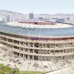 Diseño del nuevo Camp Nou dentro del &#39;Espai Barça&#39;.