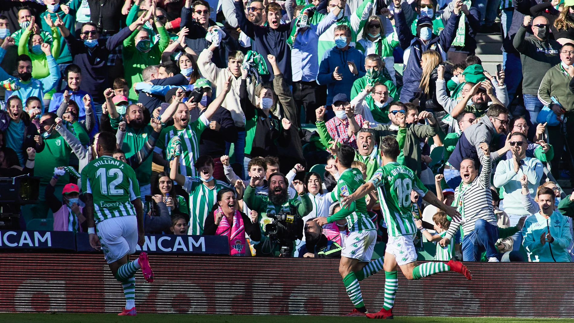 El Betis celebra un gol en su último encuentro liguero. AFP7