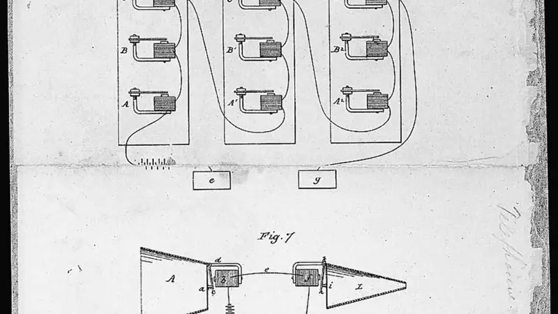 Imagen de la patente que Graham Bell registró en 1876.